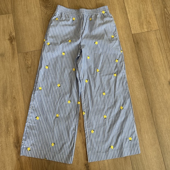 Nicole Miller Women's Striped Lemons Wide Leg Cotton Pants Pockets Size 4 NWOT - Picture 1 of 10